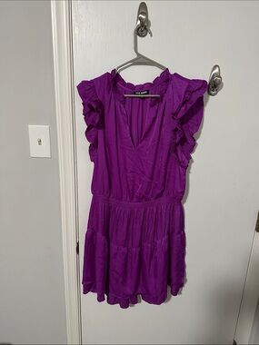 Steve Madden Magenta Ruffle Sleeve Tiered Mini Dress